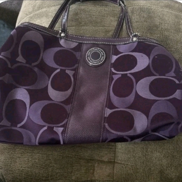 Coach Handbags - Coach Signature C Pattern Purple Shoulder Tote